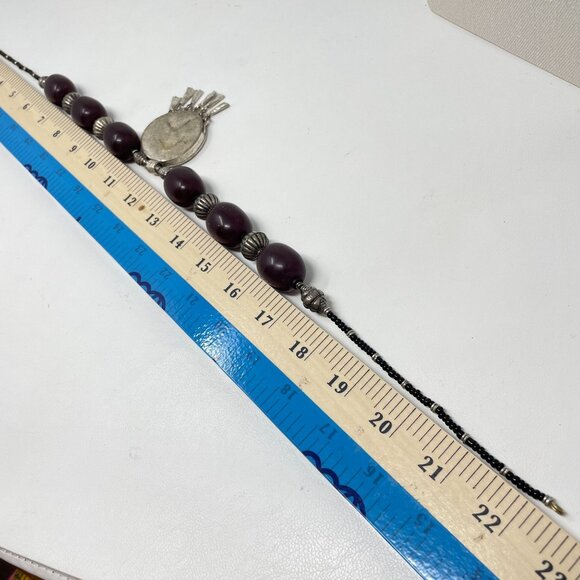 Handcrafted Boho Necklace Silver Tone Mandela Pendant Beaded Gypsy Ethnic‎ - Picture 14 of 14